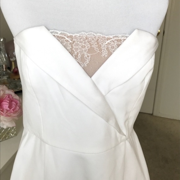 BCBGMaxazria Mini Dress Women's Size 10 Madeleine Lace Strapless White NWT - Picture 6 of 6